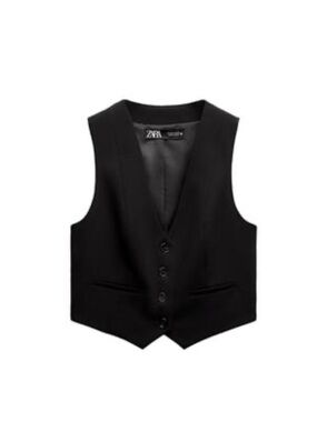 Zara Black Tailored Button Vest